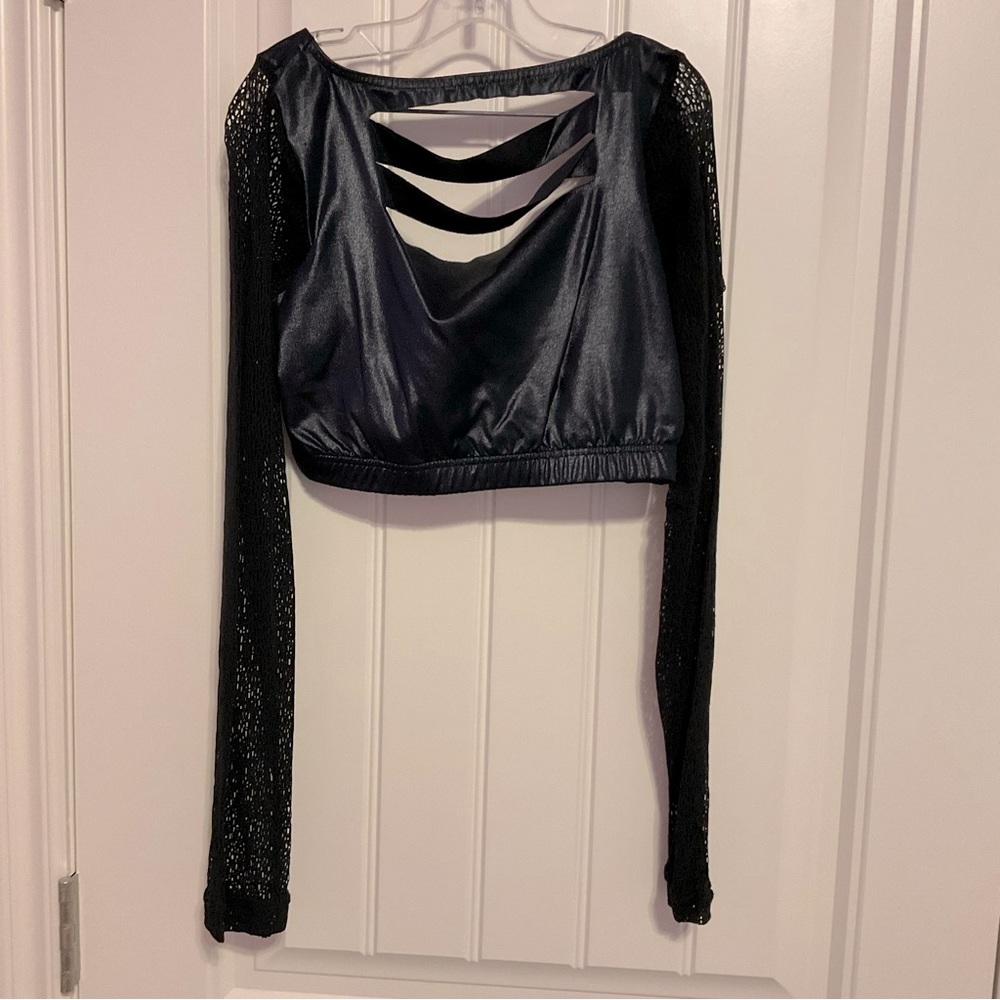 Black lace and pleather-look costume